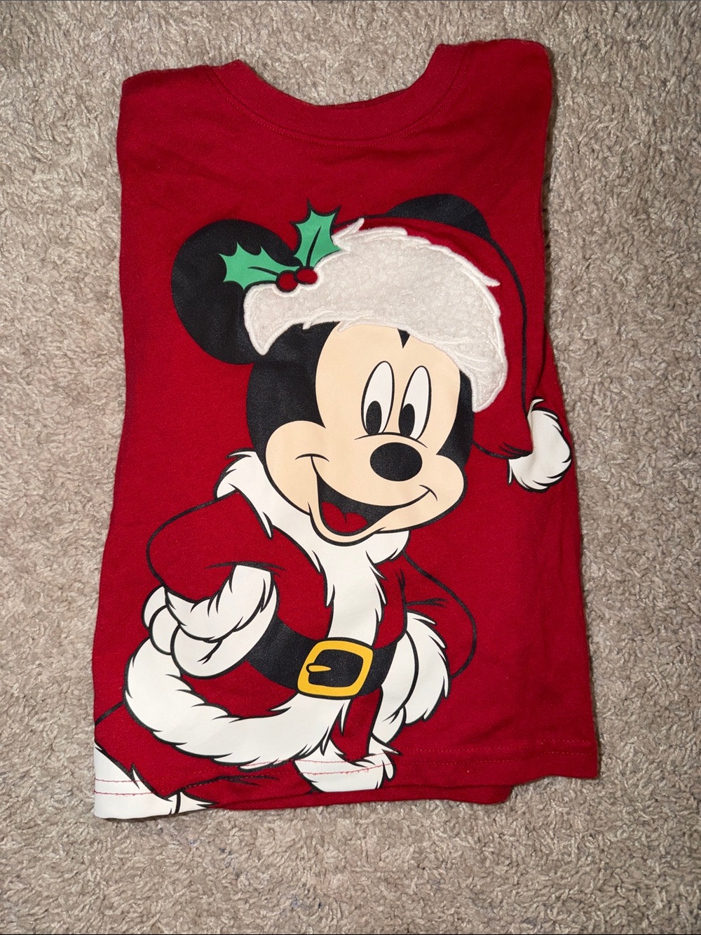 Disney Red Mickey Mouse Santa Short Sleeve Tee